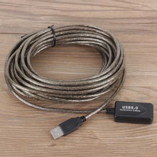 10M USB 2.0 Type A hann-til-hun-forlengelseskabel svart