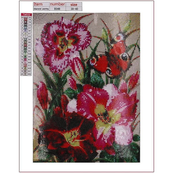 Blomster Diamantmaleri Kit - Komplette 5D Diamantbroderi Sæt