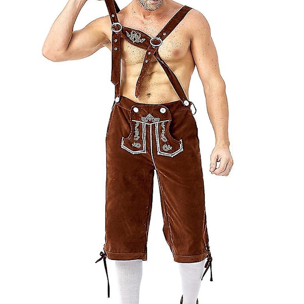 Bayeriska Lederhosen Oktoberfestdräkt - Svart, Herrarnas Traditionella Tyska Öl-Kille 2XL