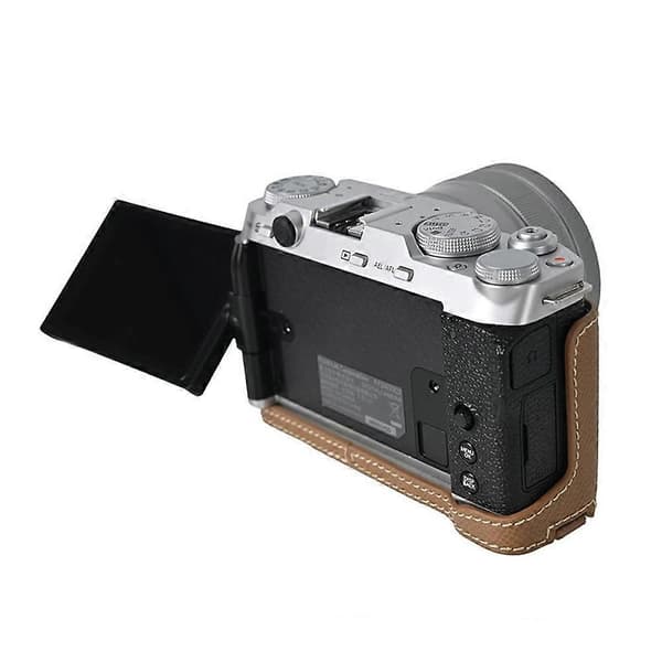 S1x Camera Bag for Fujifilm X-M5 PU Leather Protective Case with V9o Lens Cap - Khaki