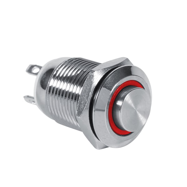 Vattentät metall Momentary Push Button Switch 12mm 4 Pin LED Red