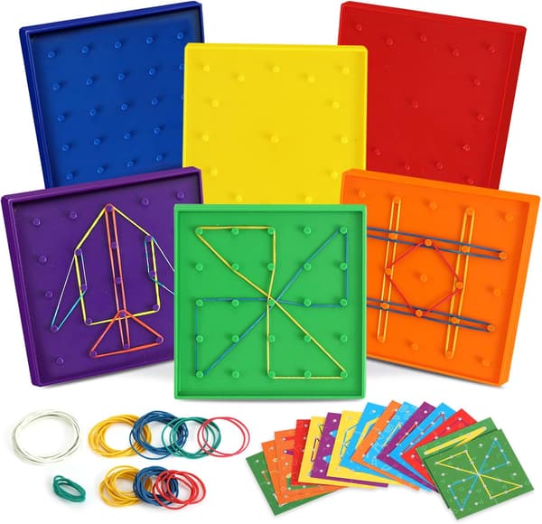 6-pack dubbelsidig Geoboard matematikmanipulativ material Array Block Geo Board, pedagogisk leksak för barn