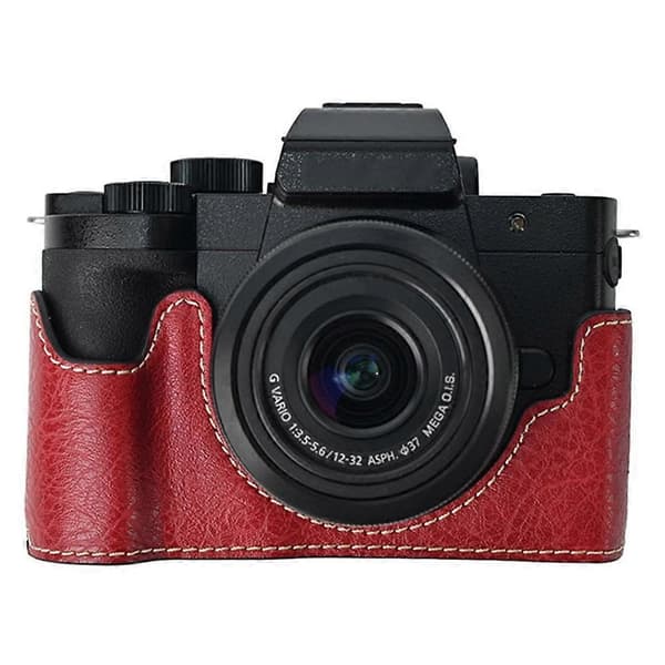 For Panasonic Lumix G100K Camera Bag with Shoulder Strap Large Cutout Litchi Texture PU Protective