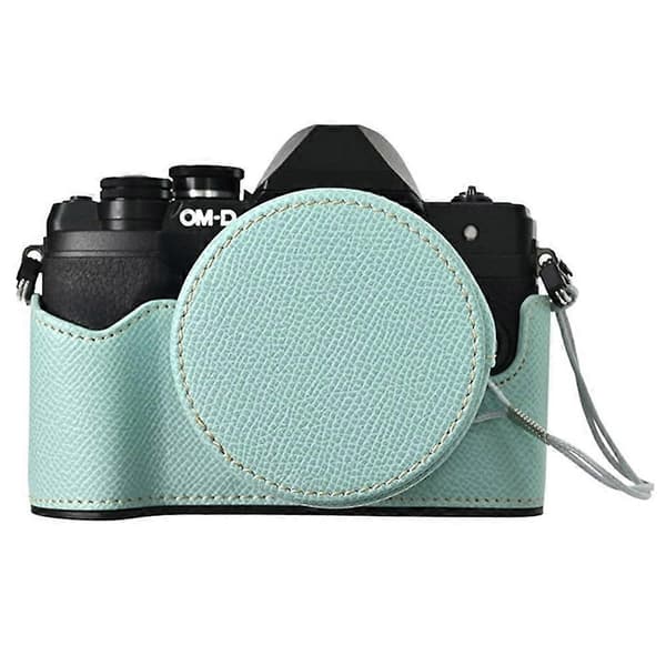 H2u Camera Bag for Olympus OM-D E-M10 Mark IV, Half-Enclosed Leather I5Q Bottom Case with Lens Cap -