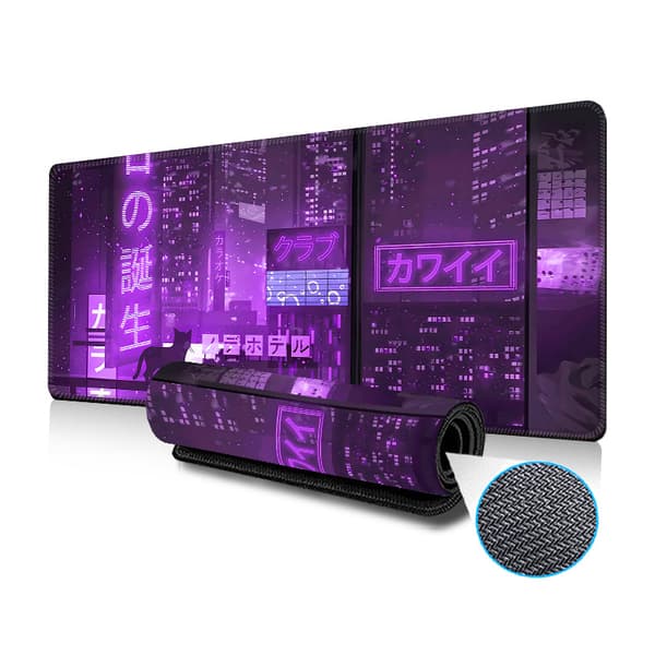 Cyber ​​City Night Musemåtte (800 * 300 * 3 mm) Ekstra Stor Musemåtte Skrivebordsunderlag