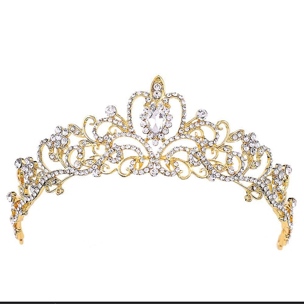 Gyllen Prinsesse Tiara for Kvinner og Jenter - Elegant Krone for Brud og Spesielle Anledninger