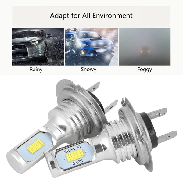 Universal H7 LED biltågelygter - 2 stk, 80W, 6000K, hvid, 12V