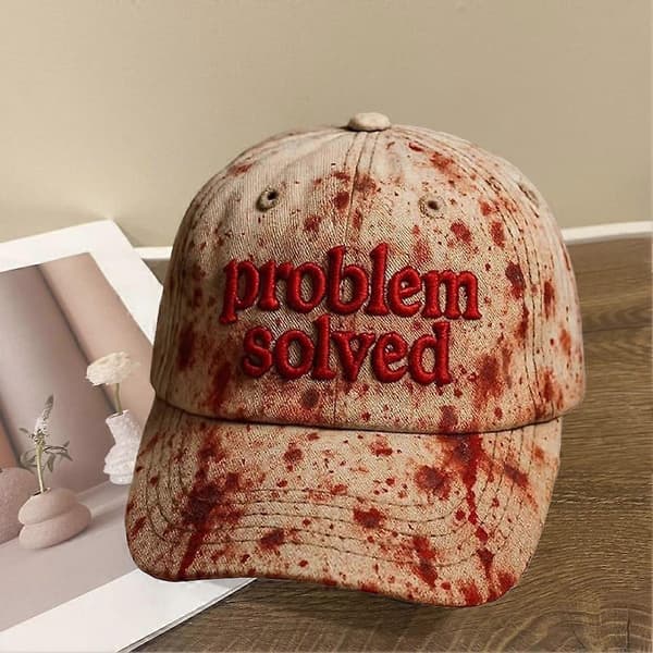 Unisex Casual Mørk Blodplet Hat, Problemfri Blodig Kasket til Halloween Kostume Beige
