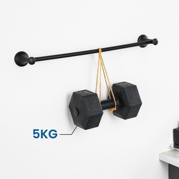 Vægmonteret håndklædestativ - Rustfrit stål - 60 cm - Mat sort - Retro design - 5 kg bæreevne