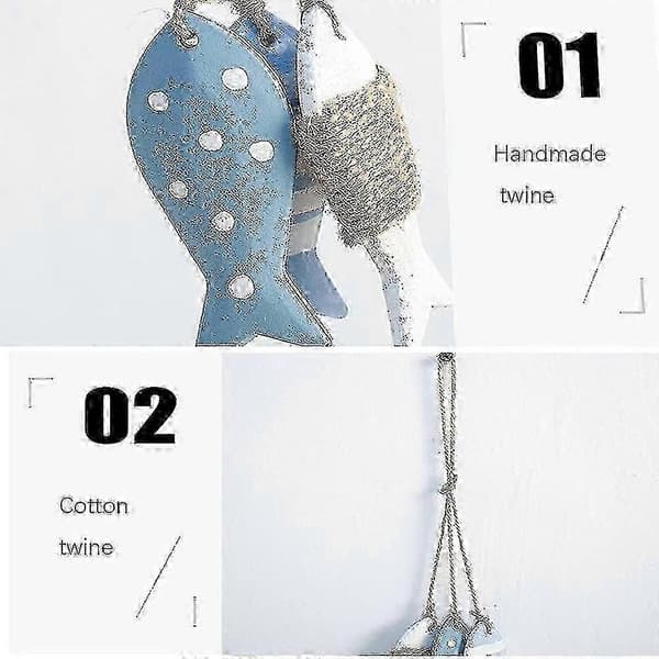 Wall Decoration Set with Wooden Fish, 6 Pcs Wooden Accessories, Fishbone Decor with String