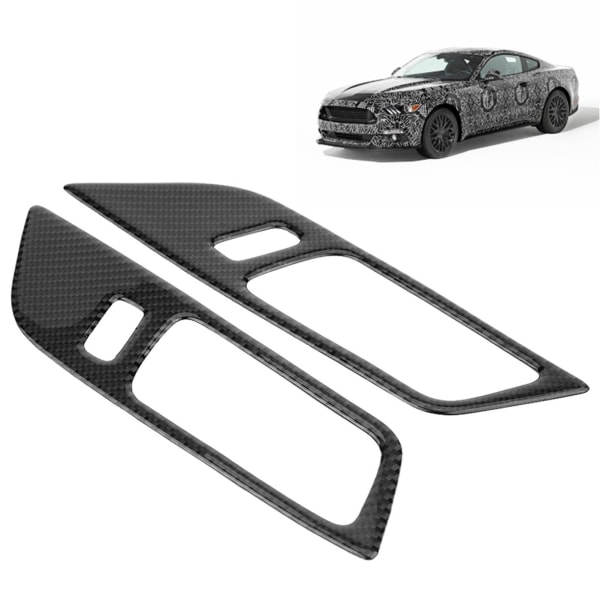 2 stk karbonfiber bil interiør dørhåndtak bolle deksel Trim for Ford Mustang 2015-2017