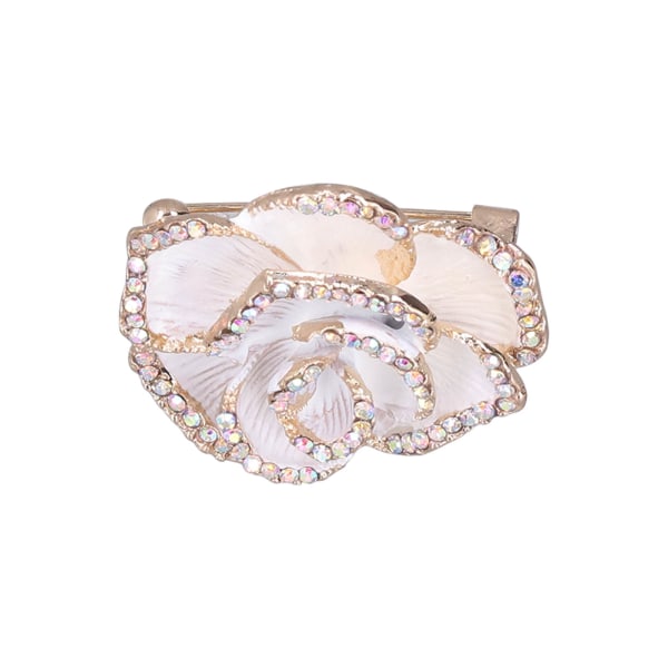 Brosch Pin Camellia Form Elegant Utsökt Strass utsmyckad Brosch för kvinnor Kläder Siden Halsduk Dekoration PresentVit