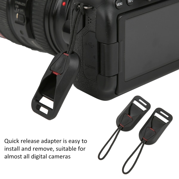 SLR spejlløse kamera skulderstropper Quick Release Connector Adapter Tilbehør Sort