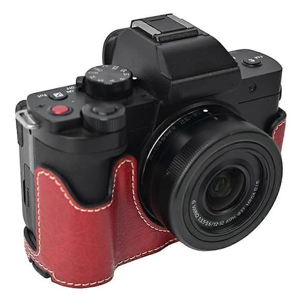 For Panasonic Lumix G100K Camera Bag with Shoulder Strap Large Cutout Litchi Texture PU Protective