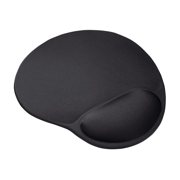 Musemåtte med håndledsstøtte, ergonomisk musemåtte, forebygger håndledsbelastning, 236 x 205 mm, mikrofiberoverflade, gel håndledsstøtte, skridsikker måtte - Sort