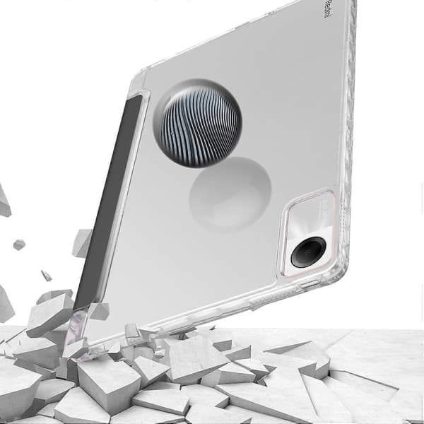 Etui til Xiaomi Redmi Pad SE, Tri-Fold Stativ Læder+TPU+Akryl Klar Bagside Tablet Beskyttelse