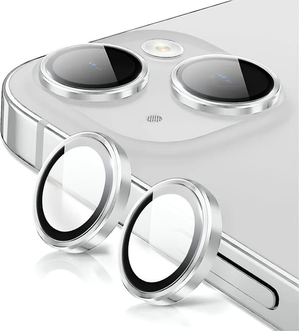 Kameraskydd för iPhone 14 / iPhone 14 Plus, Splittersäkert Ultra HD Individuella Linsskydd, Silver