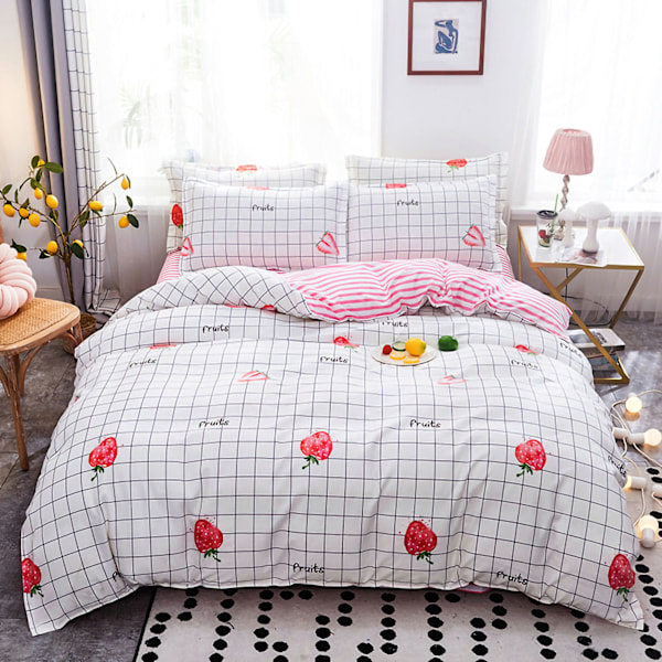 Skin Friendly Quilt Cover Thickened Polyester Soft Brushed Duvet Cover Quilt Bedding for Dormitory Bedroom Fruit 150x200cm