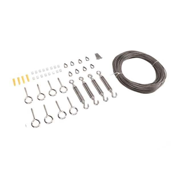 304 Rustfritt Stål Wire Tausett med Haken Ring Skruer Hage Kabel Henge Hardware Kit