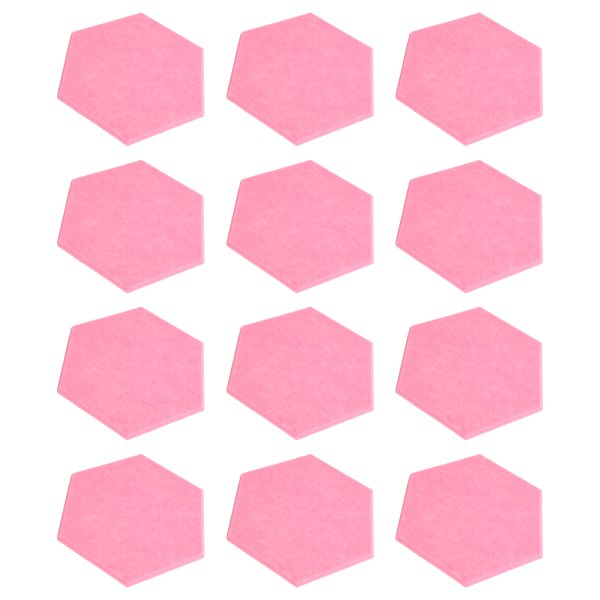 12 stk. lydabsorberende plade hexadhæsive akustikpaneler kiler Væg Lydtætte kabinet Pink