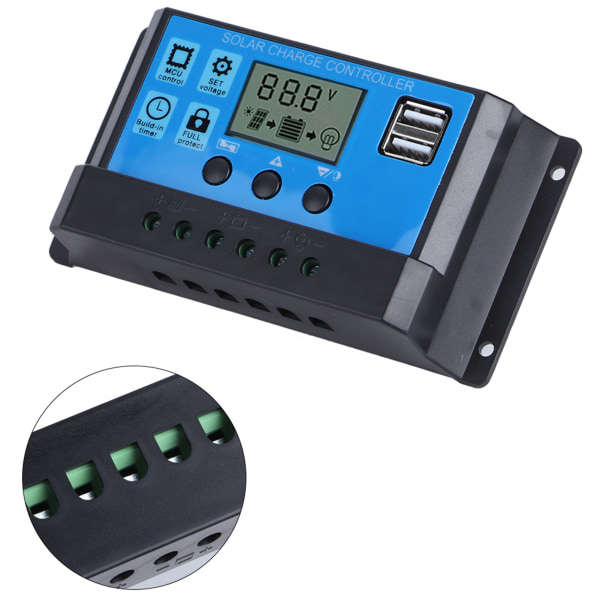 60A Solar Charge Controller med Dobbelt USB-Port 5V Auto PWM LCD-Display Solpanel Batteri Regulator