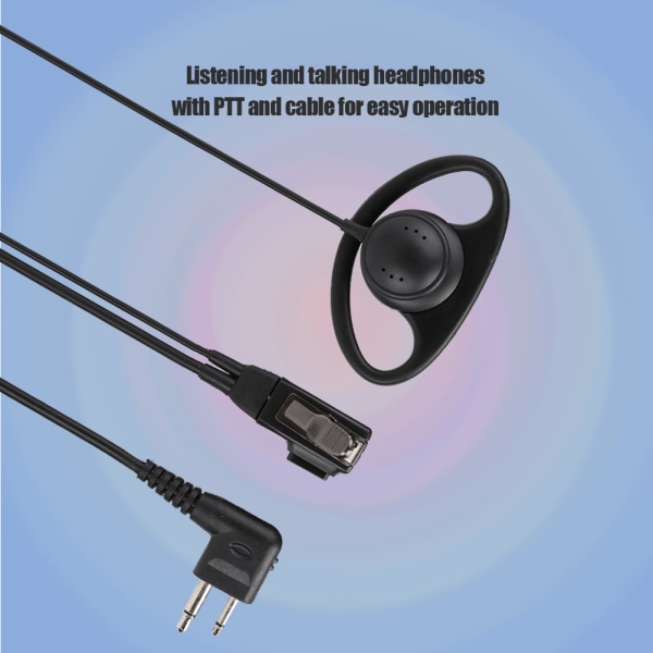 D-formad hörsnäcka med PTT-mikrofonheadset för Motorola Walkie Talkie - 2-pack