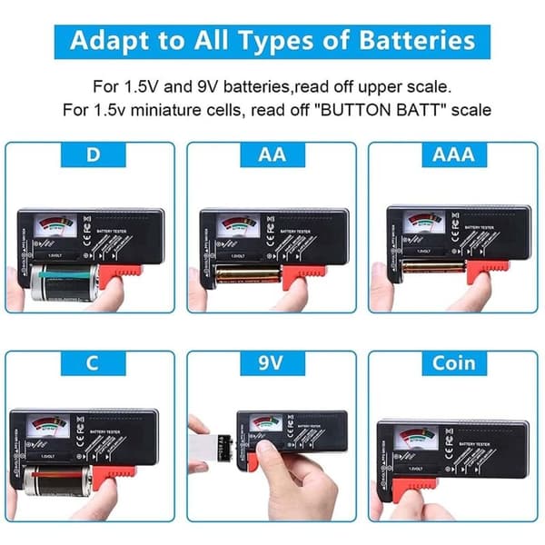 Universal Batteritester, Digital Batteritester, til AA AAA CD 9V Knapbatterier 1.5V Batterispændingskontrol