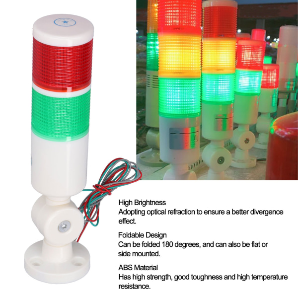 Taitettava varoituslaite - BERM-signaalitorni, jossa on aina päällä oleva kaksivärinen LED-hälytysvalo (1 kpl, AC220V)