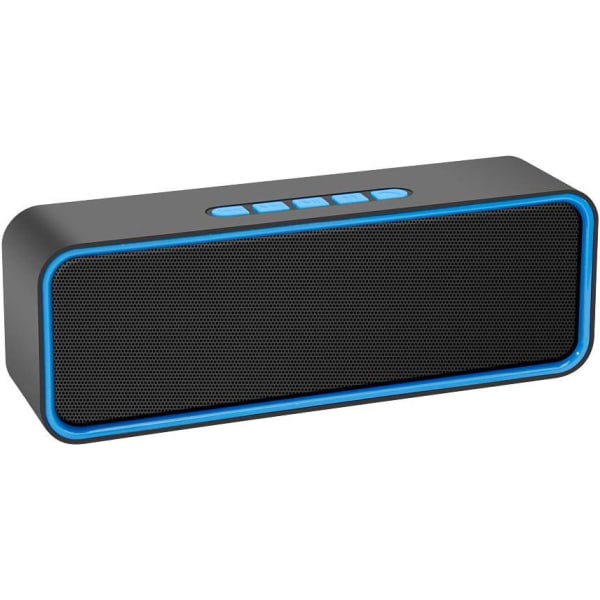 Bærbar trådløs høyttaler (blå), Bluetooth 5.0 med 3D stereo HiFi-bass, 1500 mAh batteri, 12 timers spilletid