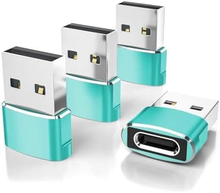Elebase USB til USB C-adapter til iPhone 17 4-pak, USB-C hun til A han bilopladeradapter, Type C-konverter Apple 17e 16 Pro Max 15 14 Green