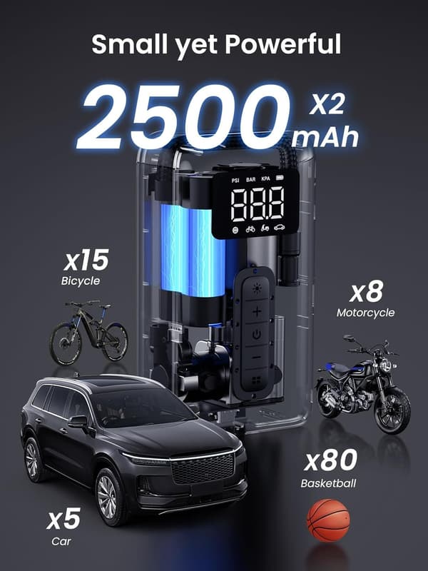 Däckpump Portabel Sladdlös Elektrisk Luftpump 150PSI Auto-Off Däckpump Digital Mätare för Exakta Tryckavläsningar