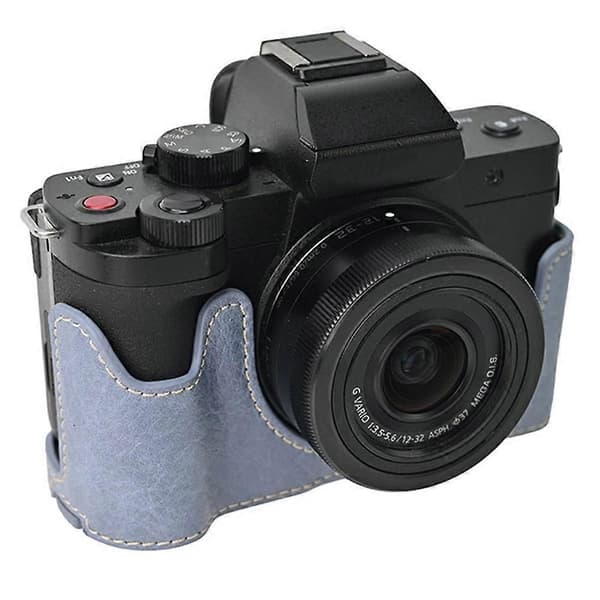 For Panasonic Lumix G100K Camera Bag with Shoulder Strap Large Cutout Litchi Texture PU Protective