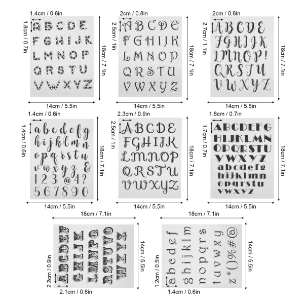 8 kpl Kirjeläpinäkyvä leima Kirkas tee-se-itse-piirustus Scrapbooking Käsitili Käsityökoristeet