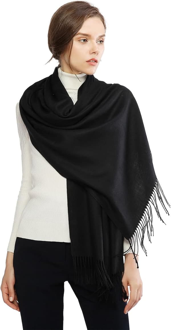 Skjerf til dame Pashmina sjal og omslag til bryllup Skjerf til dame Vinter Black