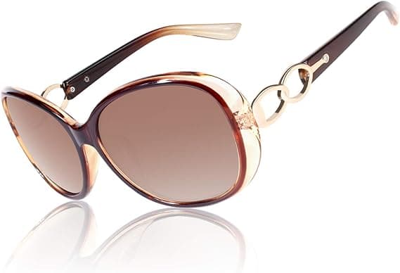 Solbriller Kvinner Polariserte Retro Designer Dame Solbriller Stor Ramme Oversized Shades UV400 Beskyttelse
