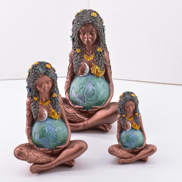 Eterisk Moder Jord Gaia Skulptur Dekor Statyett Set