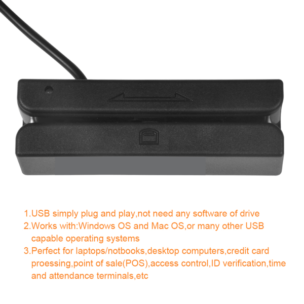 MSR580 USB magneettinauhakortinlukija, 3 kappaletta Mini Mag HiCo Swiper