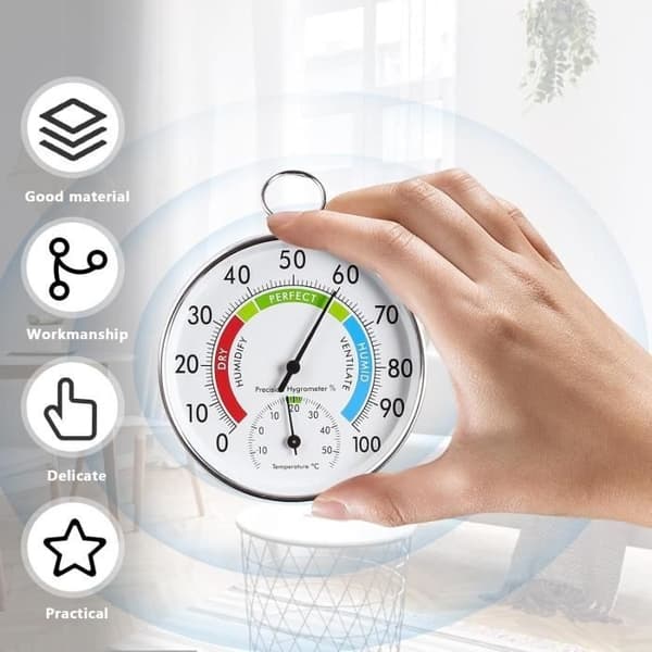 Utomhustermometer - 10 cm - För inomhus- och utomhusbruk - Väggmonterad - Med hygrometer