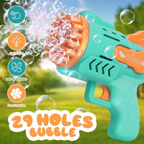 Bubble Machine, 29 Holes Bubble Guns for Kids, Silent Handheld Bubble Machine Bubble Gun Blaster