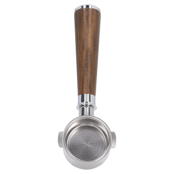 51mm Portafilter 2 Ører Bunnløs Kaffehåndtak i Rustfritt Stål for Delonghi ECO310 Svart Palisander