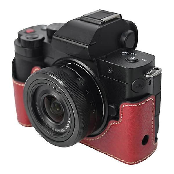 For Panasonic Lumix G100K Camera Bag with Shoulder Strap Large Cutout Litchi Texture PU Protective