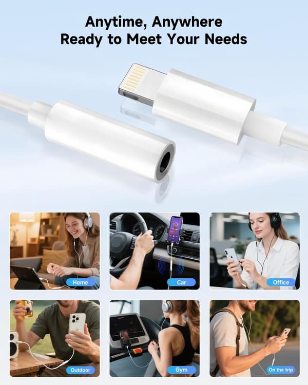 Lightning till 3,5 mm hörlursadapter (2-pack) — Ljudadapter/omvandlare för iPhone