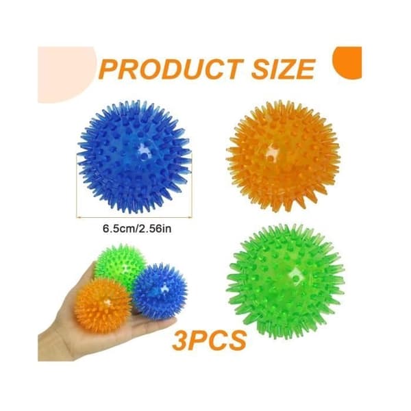 Hundboll, 3 st pipande hundleksaksbollar 6,5 cm, oförstörbara hundbollar, studsboll för små hundar