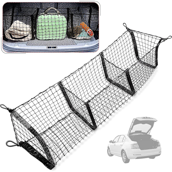 Lastenett Bagasjerom Organizer - Svart Mesh Oppbevaring for Bil, SUV, Pickup