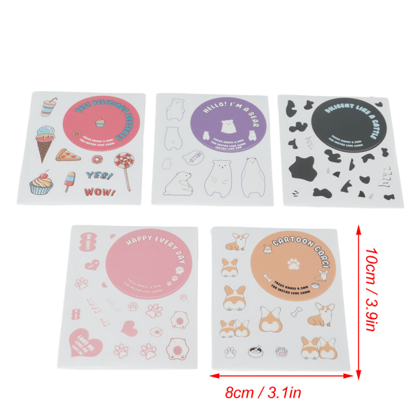 Dekorasjon Søte tegneserie DIY-klistremerker 5 kamera-klistremerker med forskjellige mønstre for Fuji Instax Mini 11 Kamera Dessert Animal Series