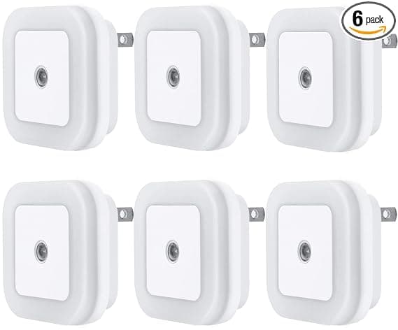 LED natlys med smart sensor skumring til daggry sensor, dagslys hvid, 0,5W plug-in, 6-pak