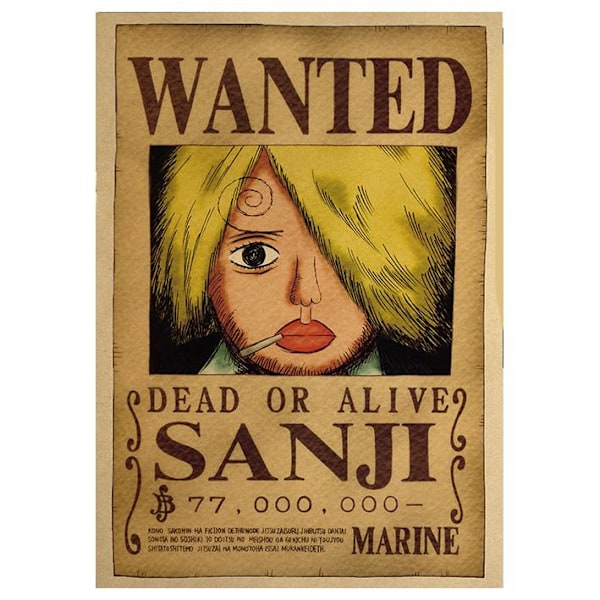 Cartoon Pirate Anime Figur Wanter Poster Heminredning Tillbehör Anime Kraft Papper Dekorativ Målning Typ 1