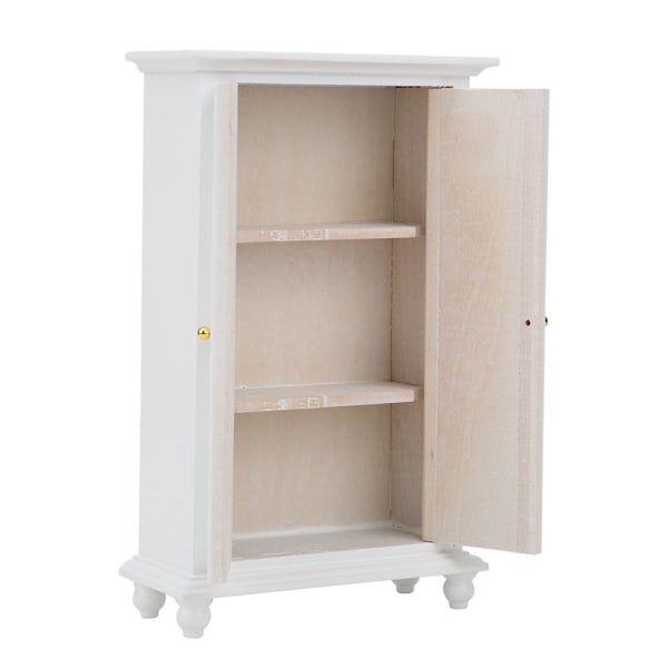 Miniatyr dukkehus garderobe Hvit tre dobbel dør husholdningsskap