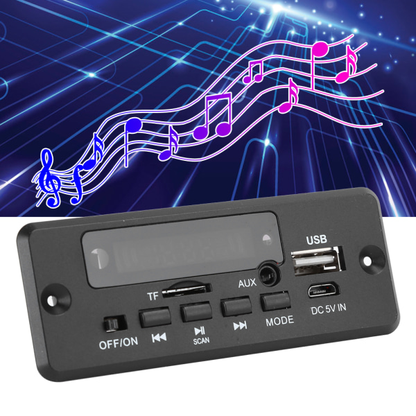 MP3 Bluetooth Decoder Board Digital Display Forstærker Player Module 2x3W Sort Supplies