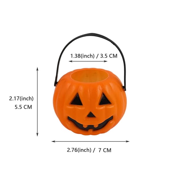 Sett med 2 gresskarbøtter i plast til Halloween – bærbare \"knask eller knep\"-godteribøtter for barn